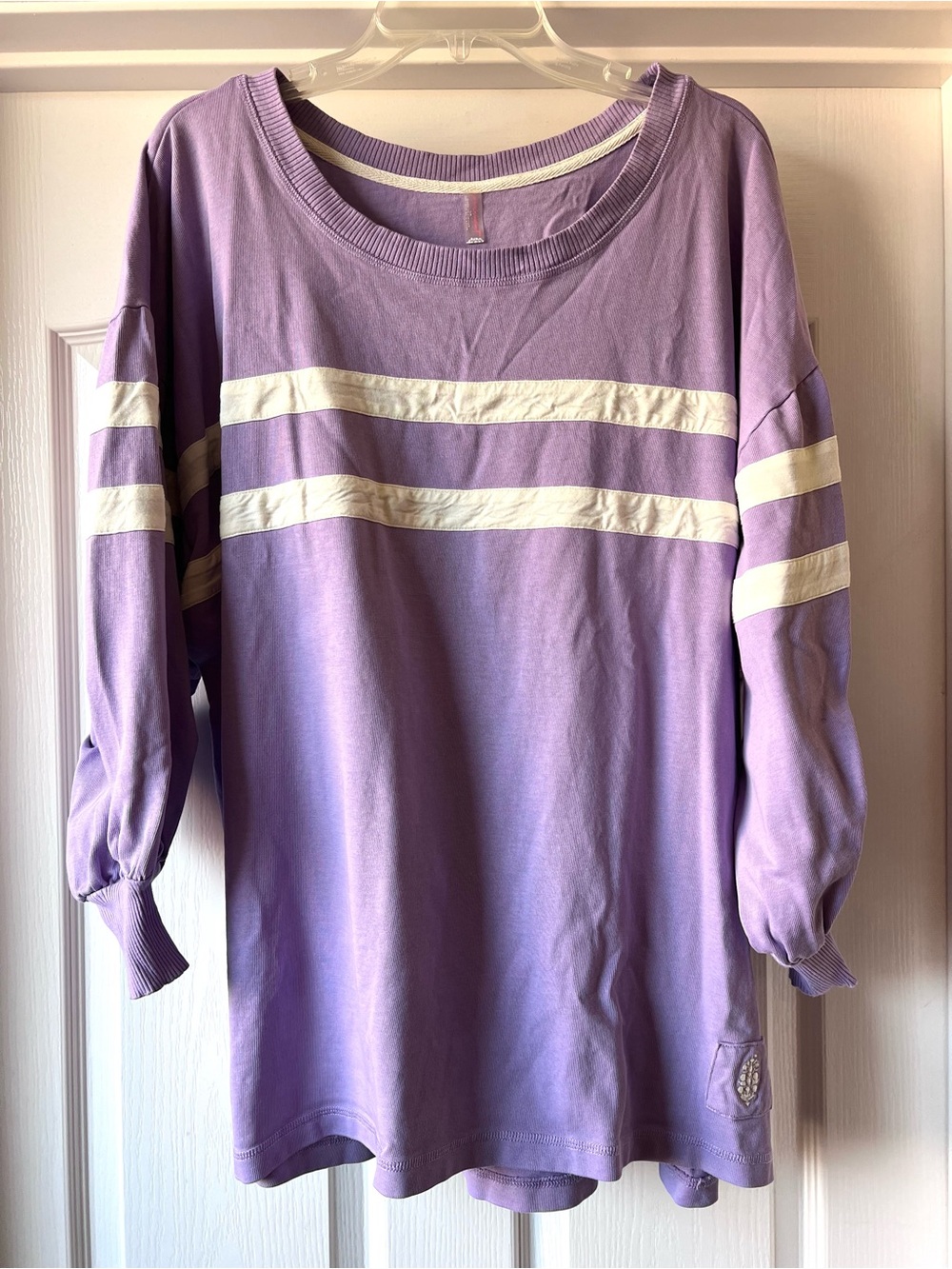 Free People Movement Lavender Purple Striped Long Sleeve Tshirt Large
